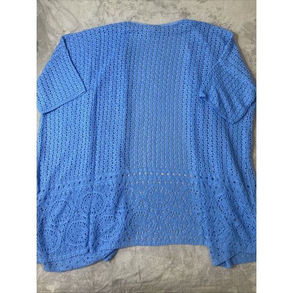 Women’s Catherines Knitted Open Cardigan Imported Yarns Blue Plus 3X - Picture 11 of 11